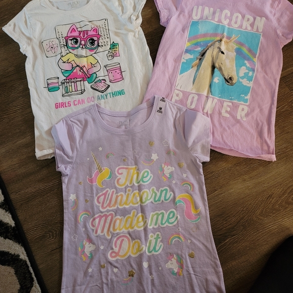 The Children's Place Other - (3) Children's place 2 Unicorn tee one cat girls